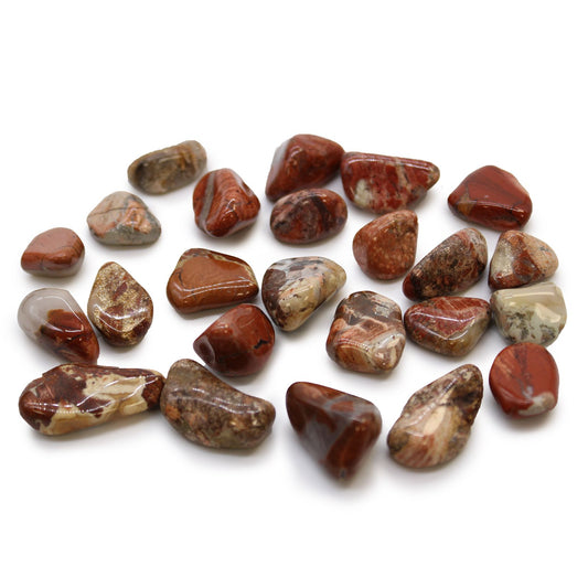Sack Mit 24 Kleinen Afrikanischen Tumbled Stones - Helles Jaspis - Brecciated