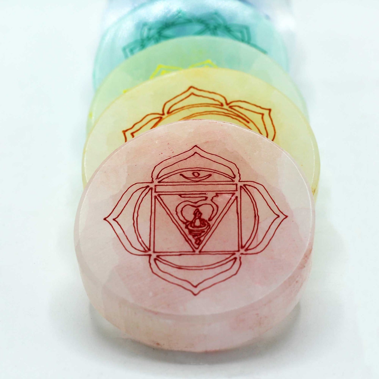 Chakra Set Mit 7 Selenit Ladeplatten