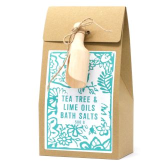 Packung mit 500g Badesalz - Teebaum und Limette