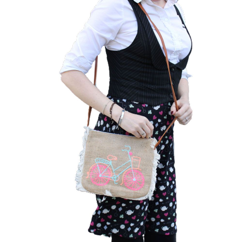 Fab Fransen Tasche - Fahrrad Stickerei