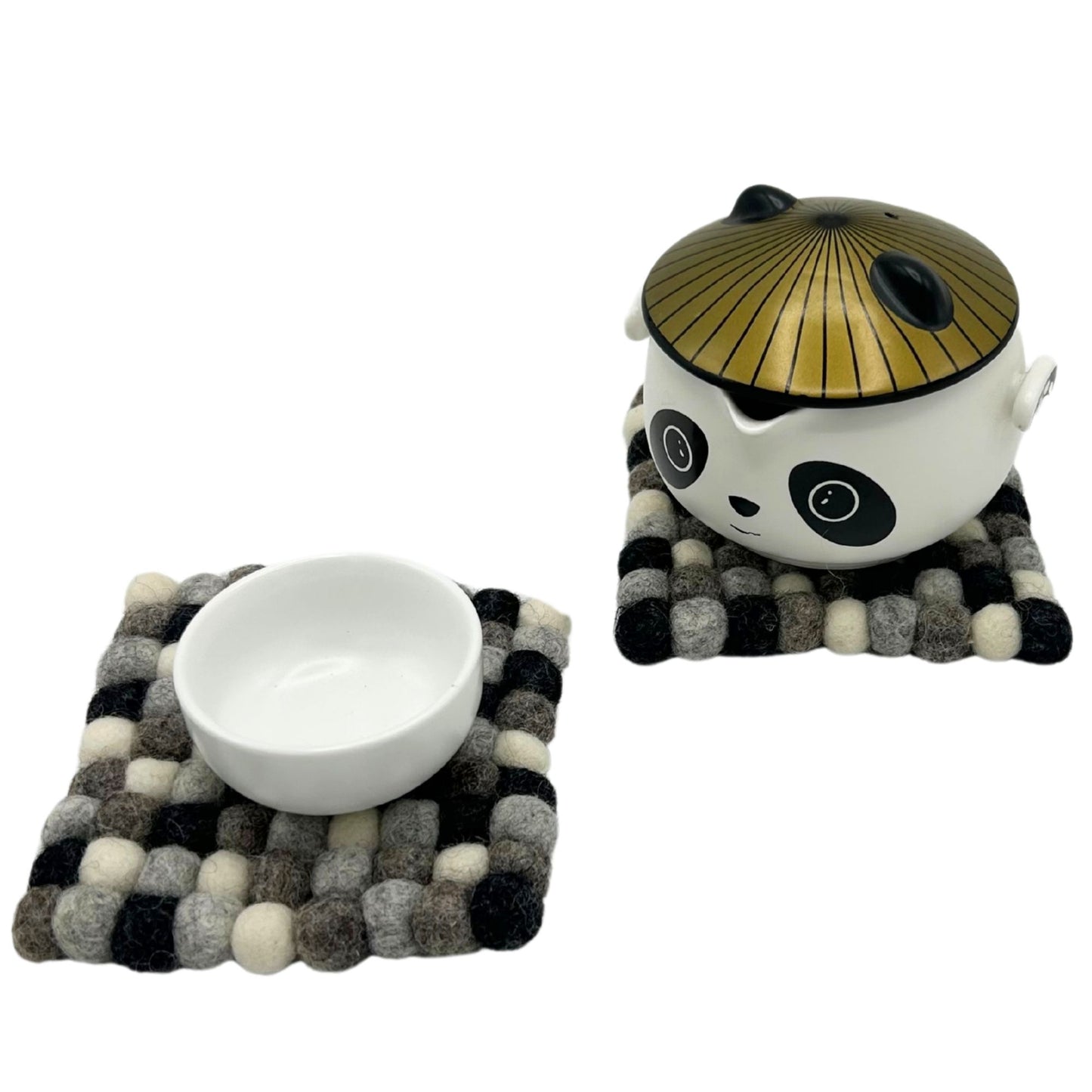 Filzball Quadratische Untersetzer 10cm Multi Grau Farbe Set von 4