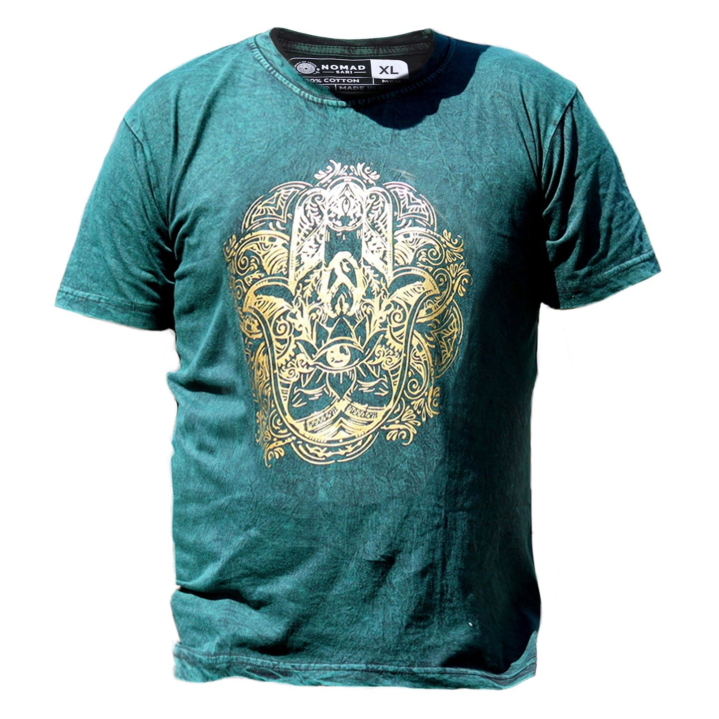 XLarge Stein Gewaschenes T-Shirt Hamsa Grün