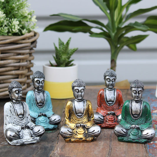 Silberner Mini Buddha In Verschiedenen Farben Handgemalt Von Balinesischen Kunsthandwerkern