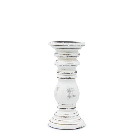 Klassischer Kerzenhalter - Weiß gewaschen - 23x10cm - Klein