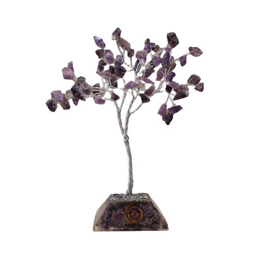 Edelsteinbaum Mit Organit Basis 80 Steine Amethyst