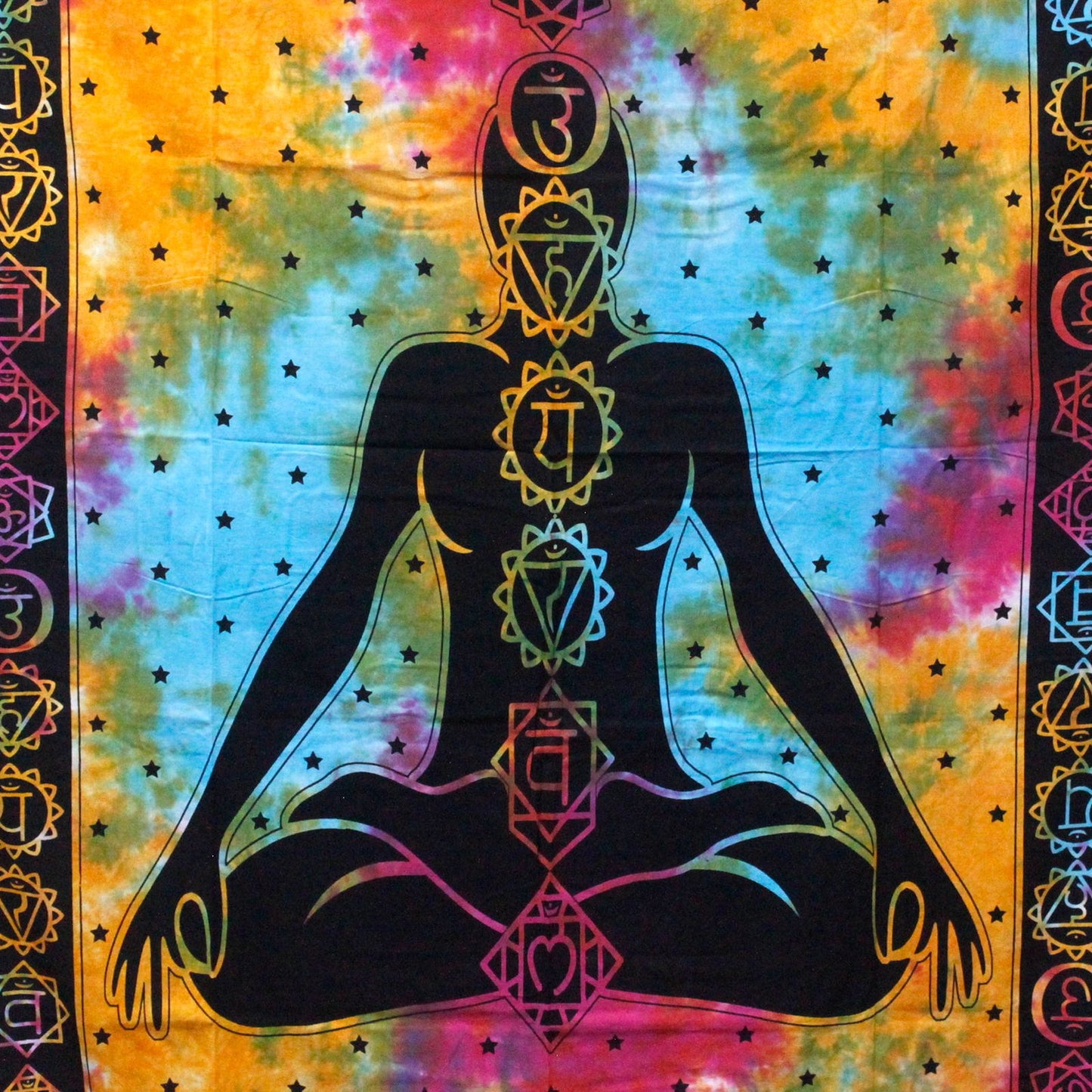 Doppelte Baumwollbettdecke Und Wandbehang Chakra Buddha 230cm X 200cm
