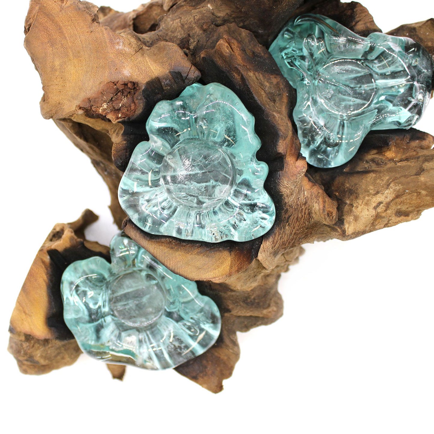 Molton Glas Fünf Kerzenhalter Auf Holz