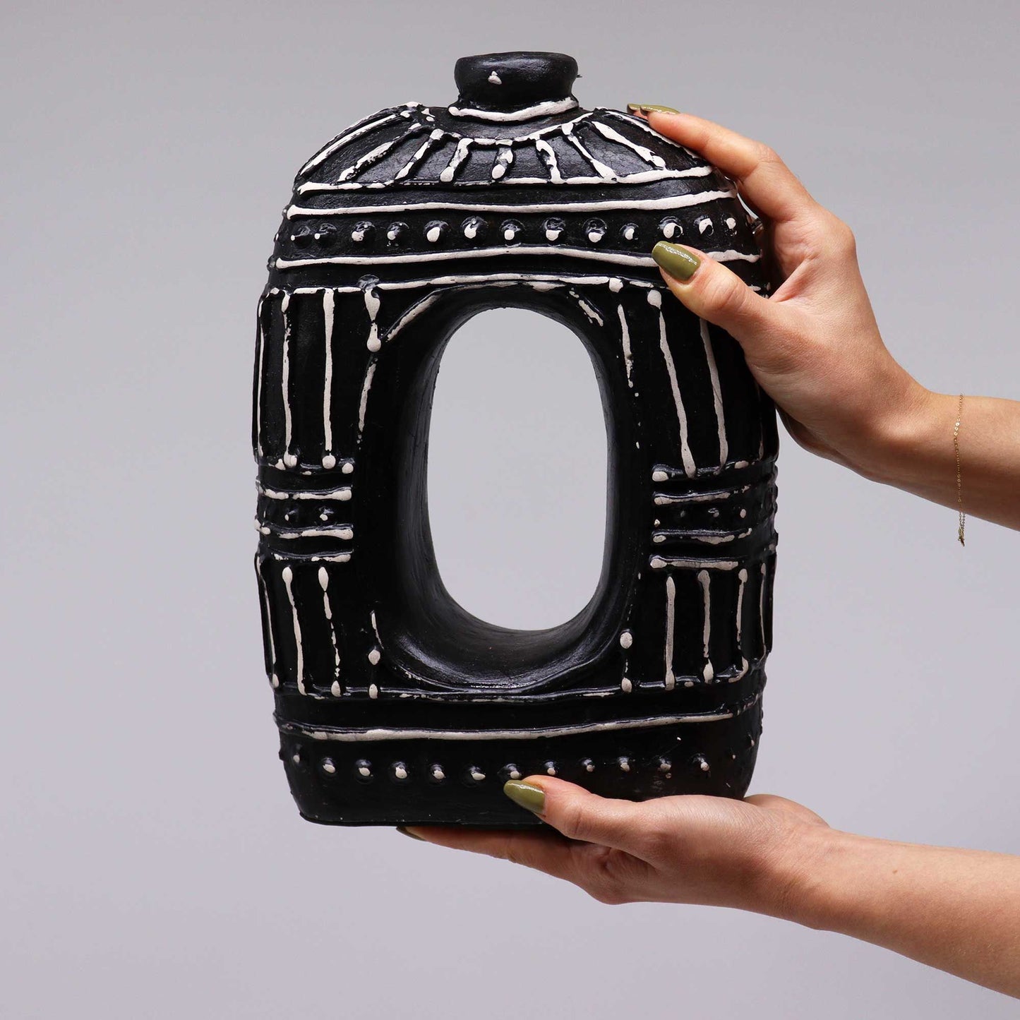 Oval Donut Förmige Vase Schokoladenfarbe 30cm