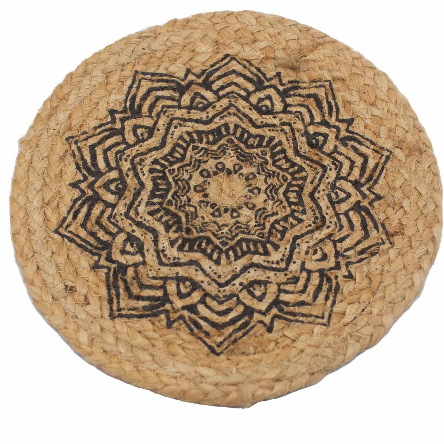 Natürliche Tischmatte Jute 30cm Mandala Druck