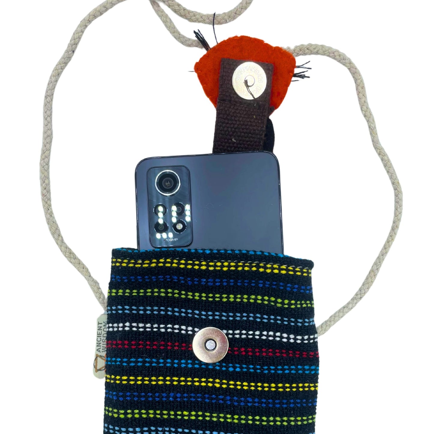 Handytasche Schwarz und Mehrfarbig mit Fuchs Dekor