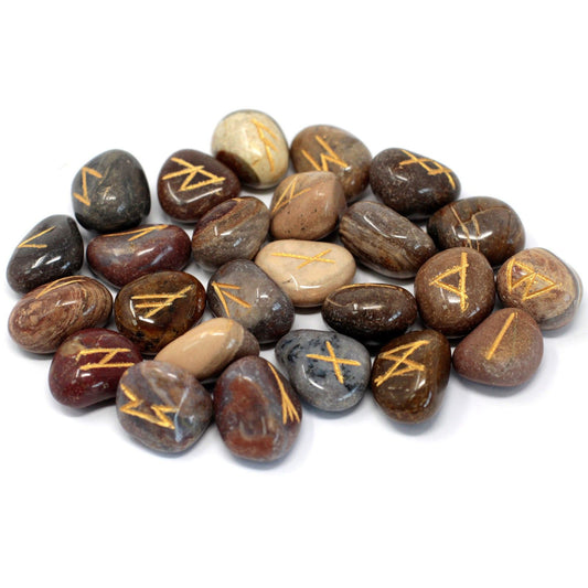 Runenstein Set in Beutel - Fancy Jasper