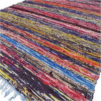 153 x 90 cm Luxus Teppich Aus Stoffresten Blau