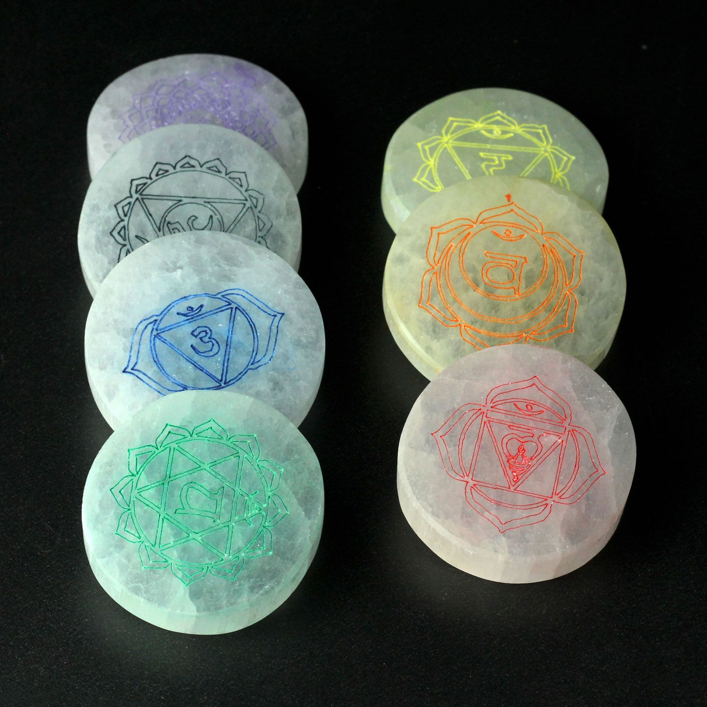 Chakra Set Mit 7 Selenit Ladeplatten