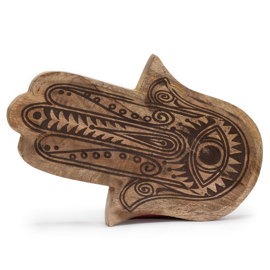 Langer Tablett 30x20,5x2,5cm - Hamsa Schwarz Graviert
