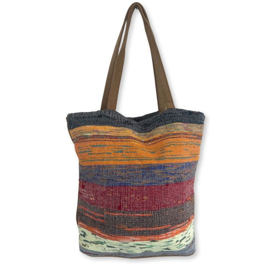 Recycelte Große Teppich Tasche - Farbnuancen Von Pilzen