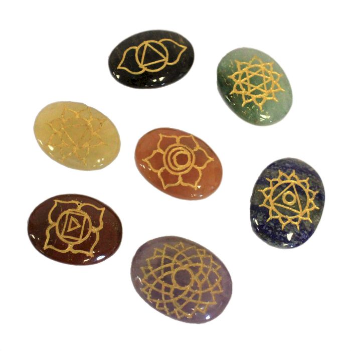 Lrg Steine Chakra Set Ovalform
