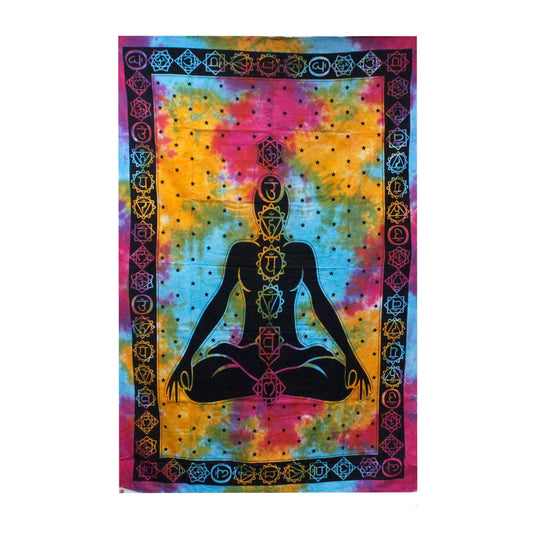 Einzelne Baumwollbettdecke Und Wandbehang Chakra Buddha 130cm x 200cm