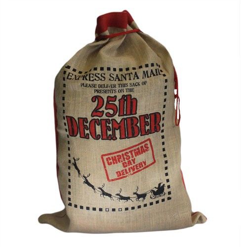 Santa Sack Jute Beutel für Weihnachten 25. Dezember