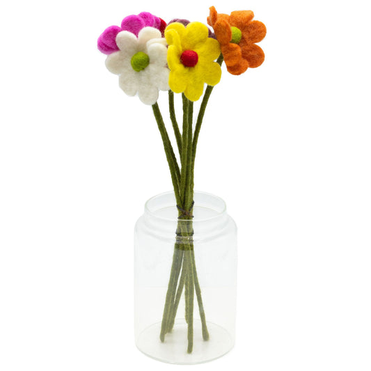 6x Filzblumen - Gänseblümchen In Verschiedenen Farben