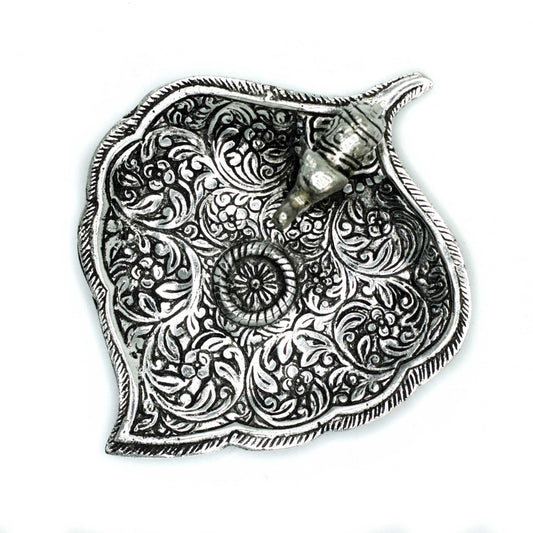Polierter Aluminium Elefant Blatt Räucherstäbchen Halter 11cm
