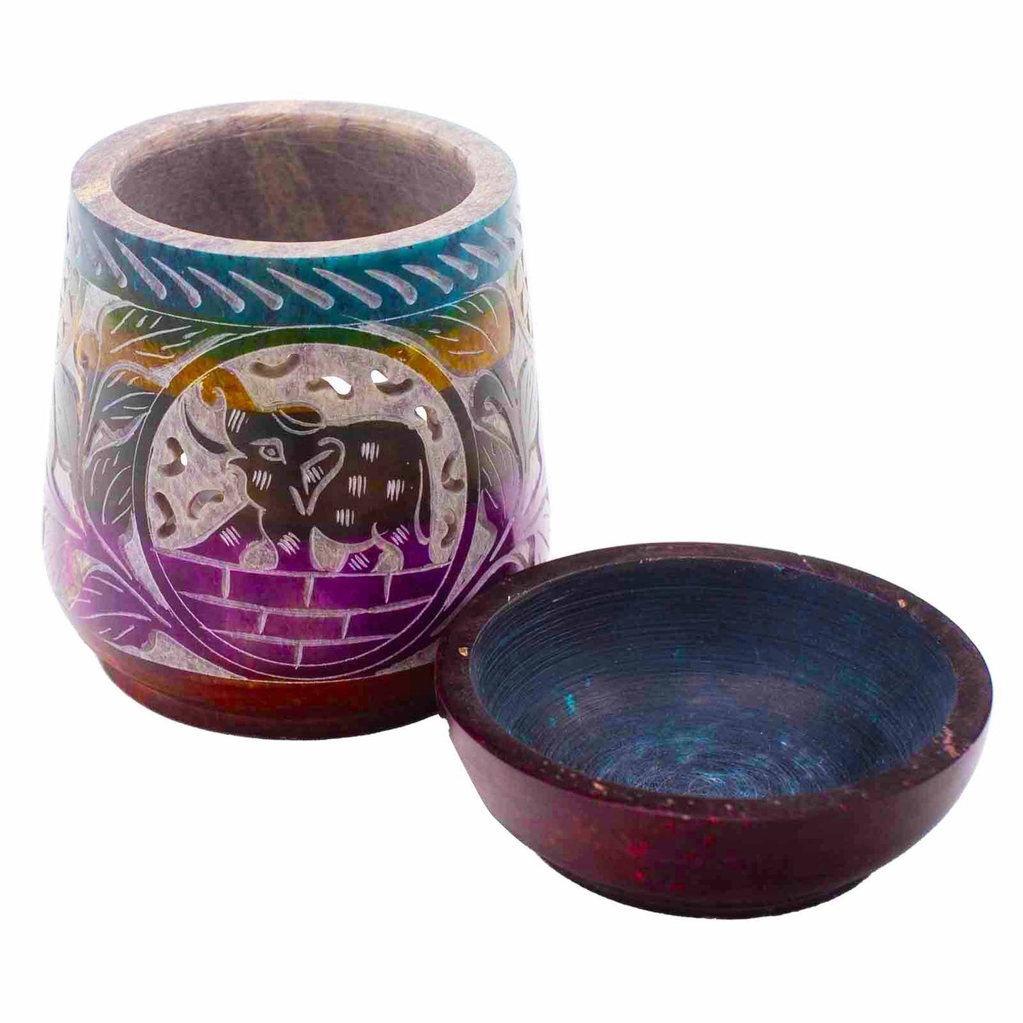 Großer Seifenstein Öl-Brenner 13x10cm - Elefant - Fünf Farben