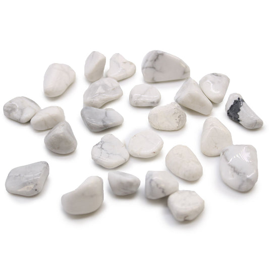Beutel Mit 24 Kleinen Afrikanischen Tumble Steinen - Weiße Howlite - Magnesit