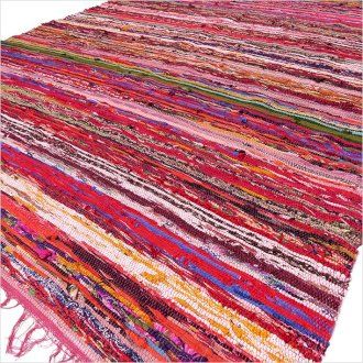 150 x 90cm Luxus Teppich Aus Stoffresten Rot