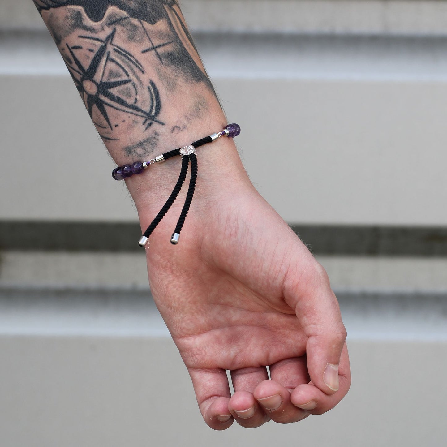 925 Silber Vergoldetes Edelstein Charcoal Schnur Armband - Dalmatiner Jaspis