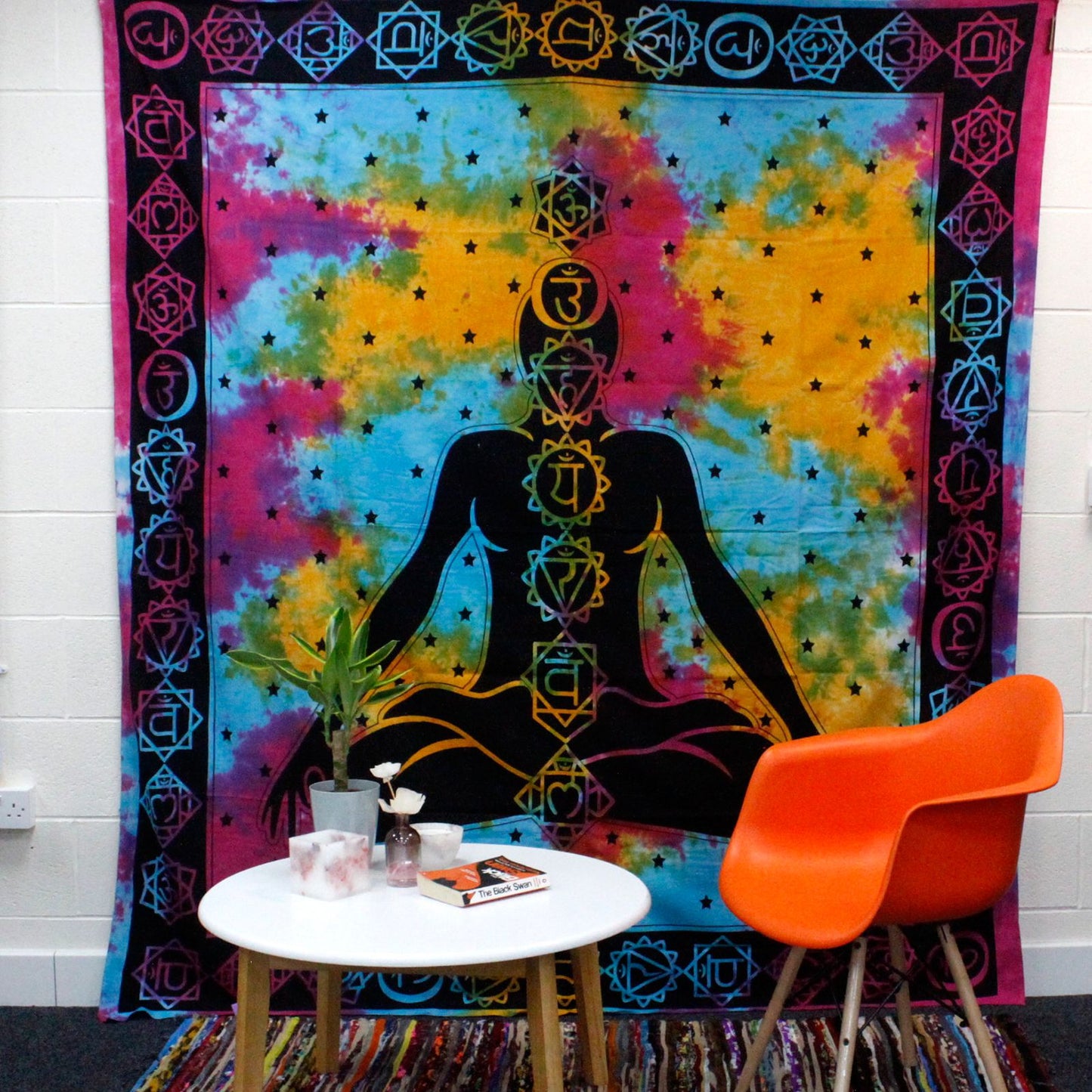 Einzelne Baumwollbettdecke Und Wandbehang Chakra Buddha 130cm x 200cm