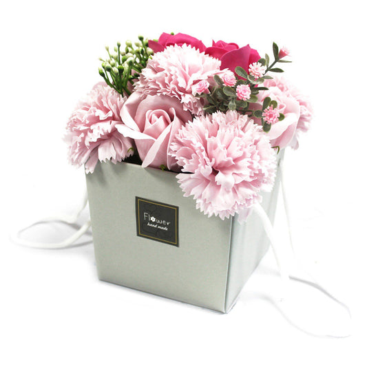 Seifenblumenstrauß - Rosa Rose und Nelke