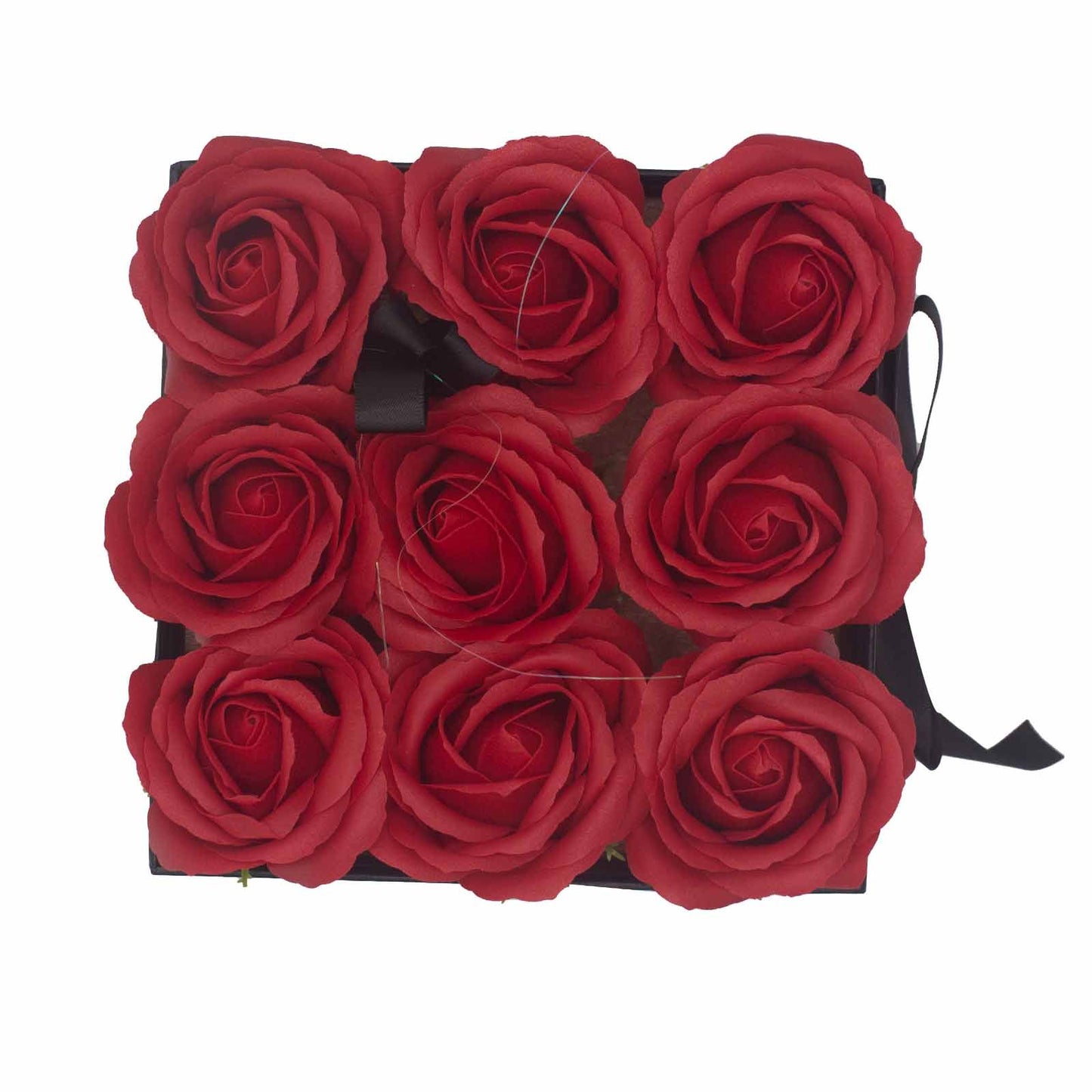 Seifenblumen Geschenkstrauß - 9 Rote Rosen - Quadrat