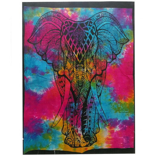 Baumwoll Wandkunst Elefant Handgefertigt Mit Lebendigen Farben Und Exotischen Designs