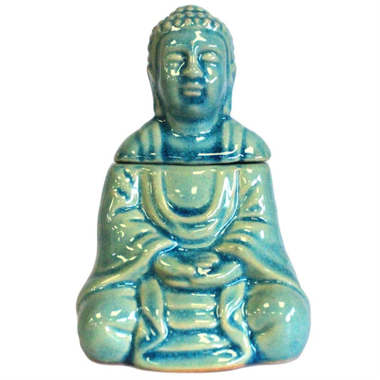 Sitzender Buddha Öl-Brenner Blau