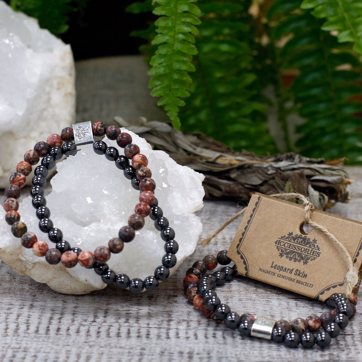 Magnetisches Edelstein Armband Leopardhaut