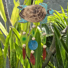 Aqua Schildkröte Schnitzerei Und Capiz Muschel Tropfen