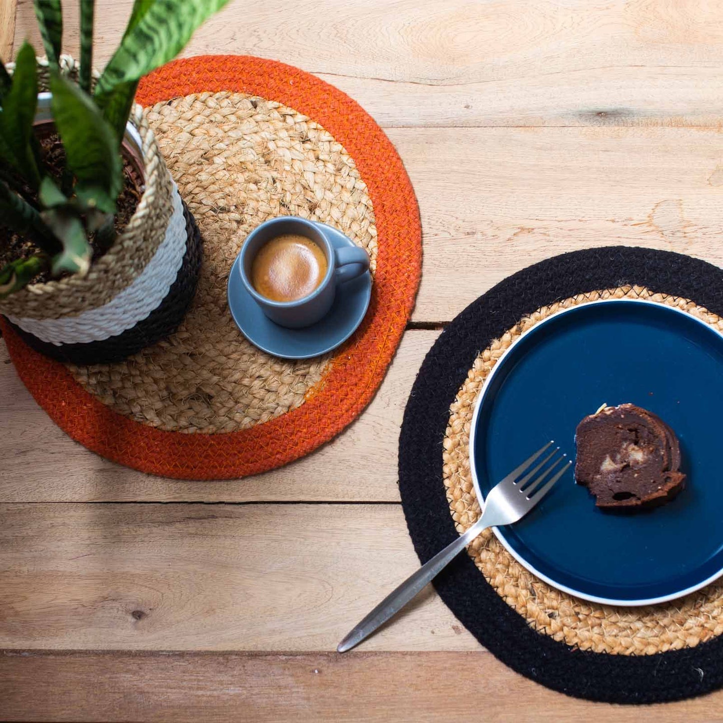 Natürliche Platzmatte Jute und Baumwolle 30cm Natürlicher Rand