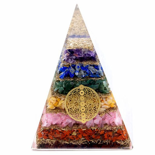 Orgonite Pyramide Sieben Chakra Blume Des Lebens 70 mm