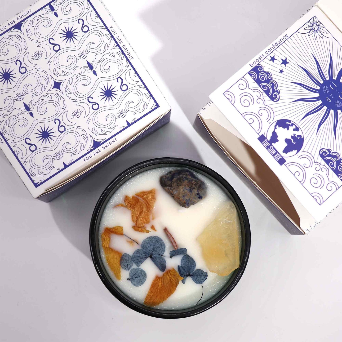 Hop Hare Kristallmagie Blume Kerze - Die Sonne