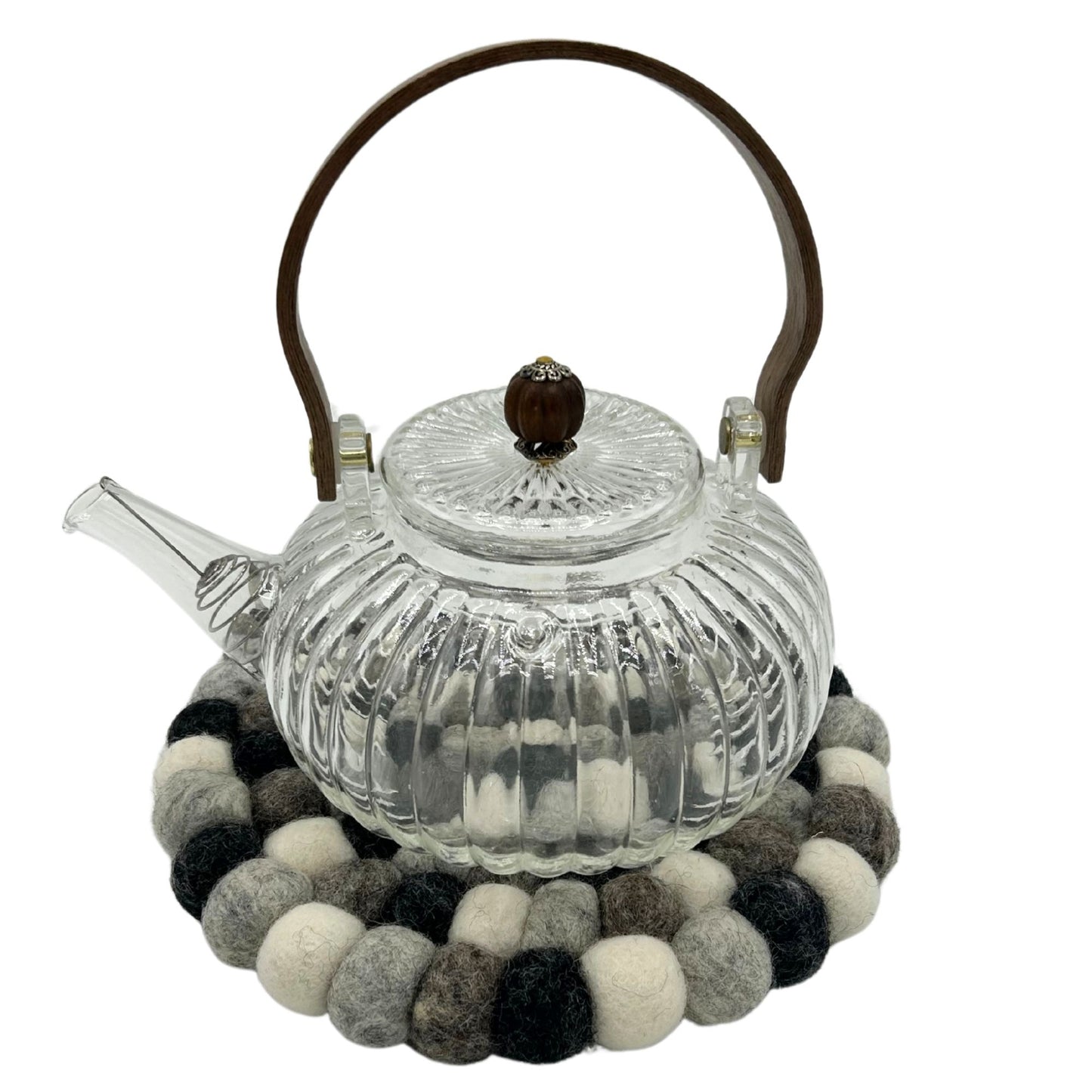 Filzball Runde Tischset 20cm Mehrfarbig Grau