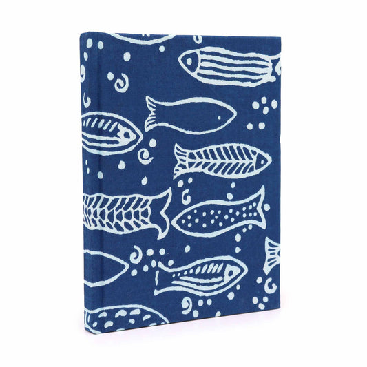 Baumwollgebundene Notizbücher 20x15cm - 96 Seiten - Indigo Fisch