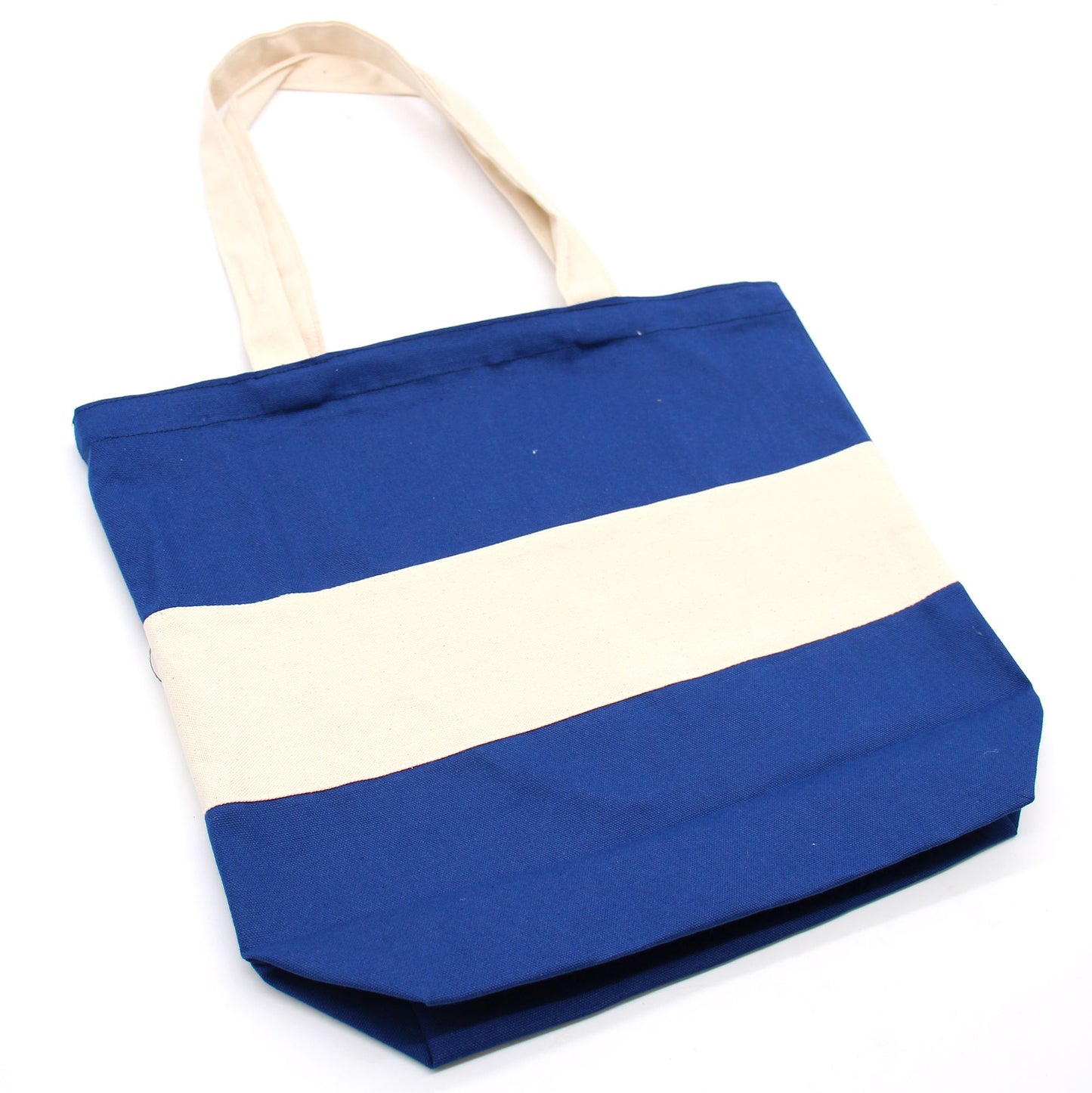 Zweifarbige Baumwolltasche 38x42x12cm Blau und Natur 10oz