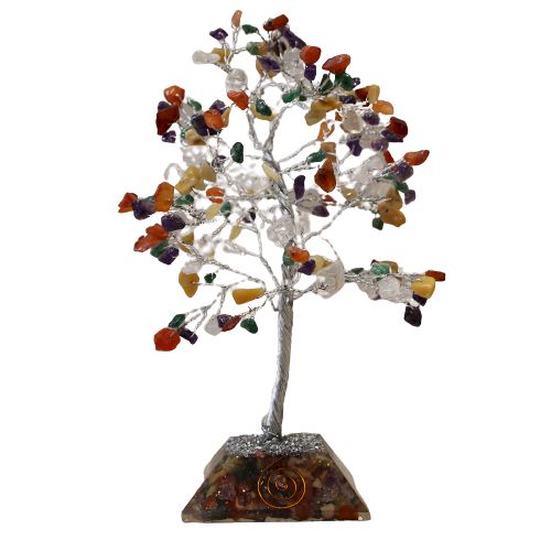 Edelsteinbaum Mit Organitbasis - 160 Steine - Mehrfarbig