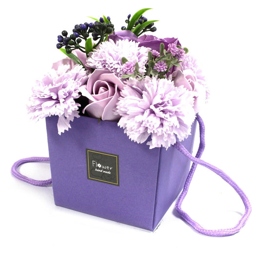 Seifenblumenstrauß - Lavendelrose und Nelke