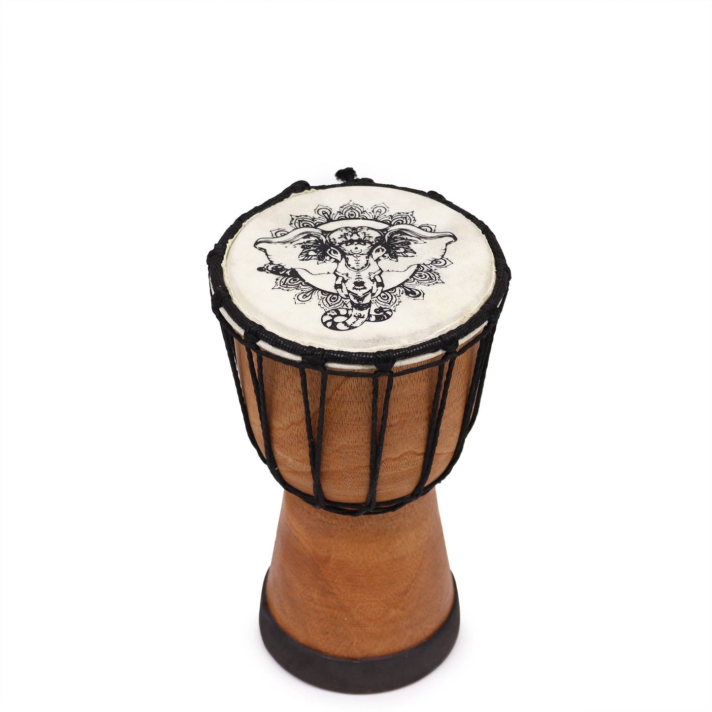 Handgemachte Djembe Trommel Mit Weitem Kopf 20cm Afrika Elefantenmotiv