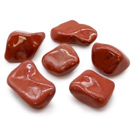 Sack Mit 6 Großen Afrikanischen Tumble Stones - Jasper - Rot