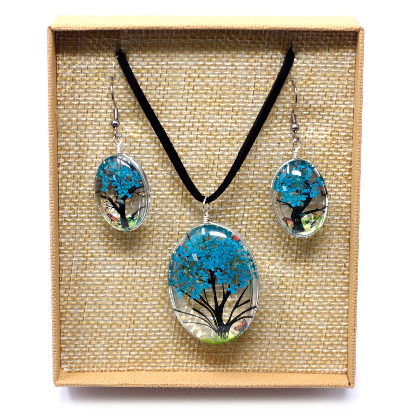 Gepresste Blumen Baum Des Lebens Set Teal