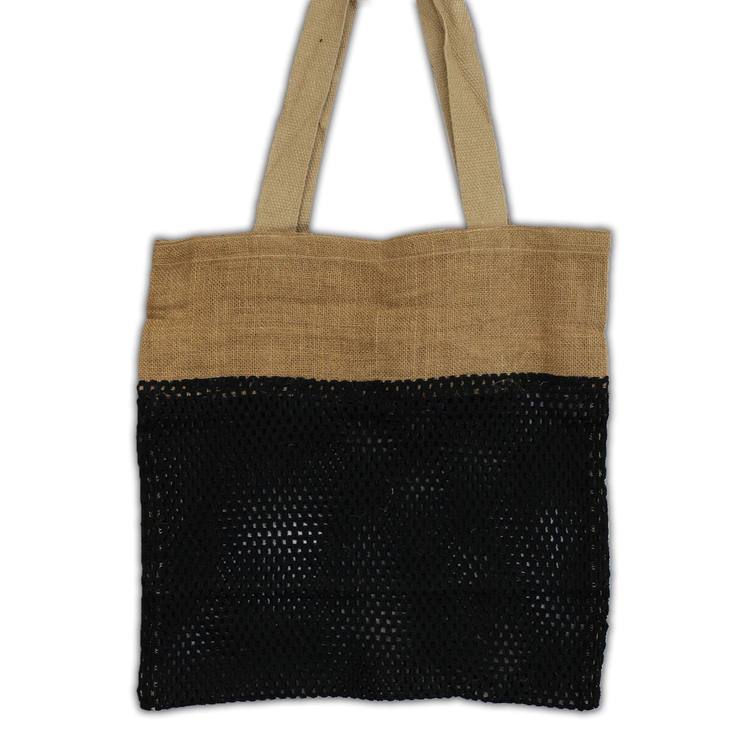 Reine Weiche Jute Und Baumwoll Netz Tasche Schwarz