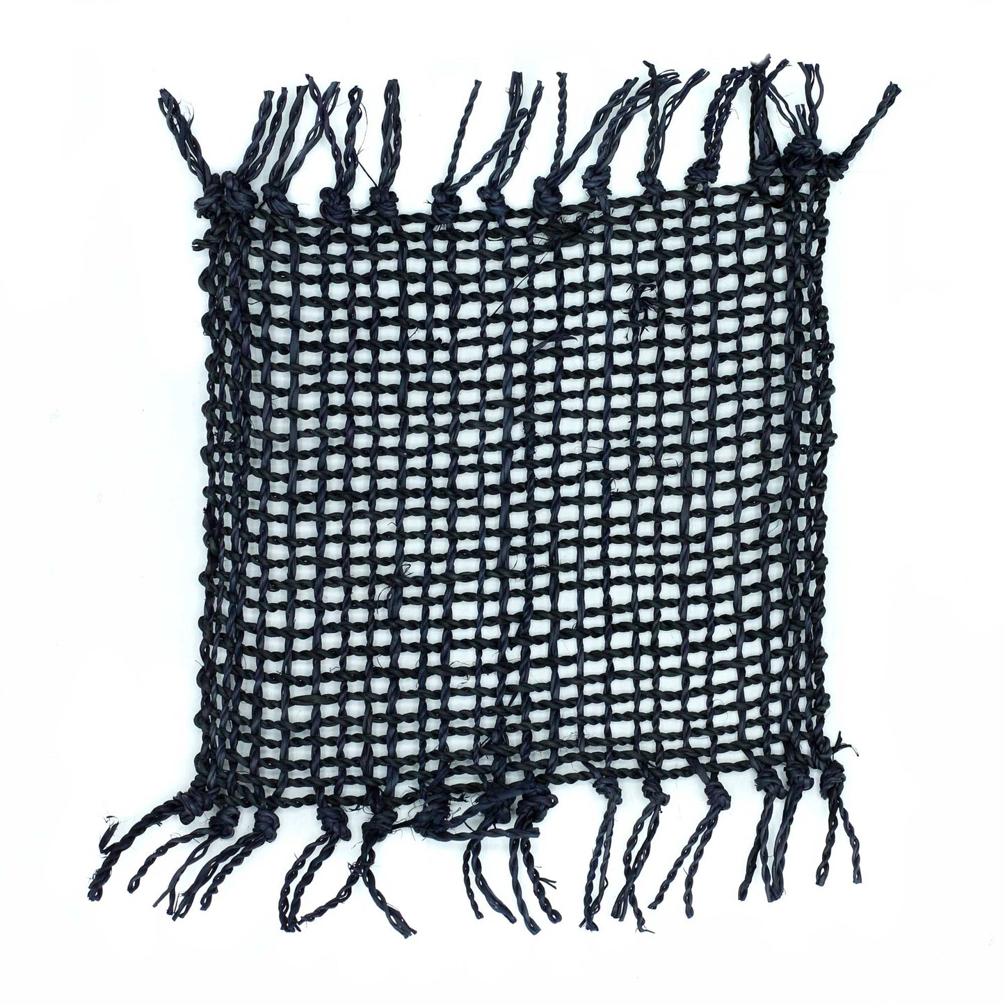 Set Mit 4 Seegrasfransen Natürlichen Untersetzern Schwarz