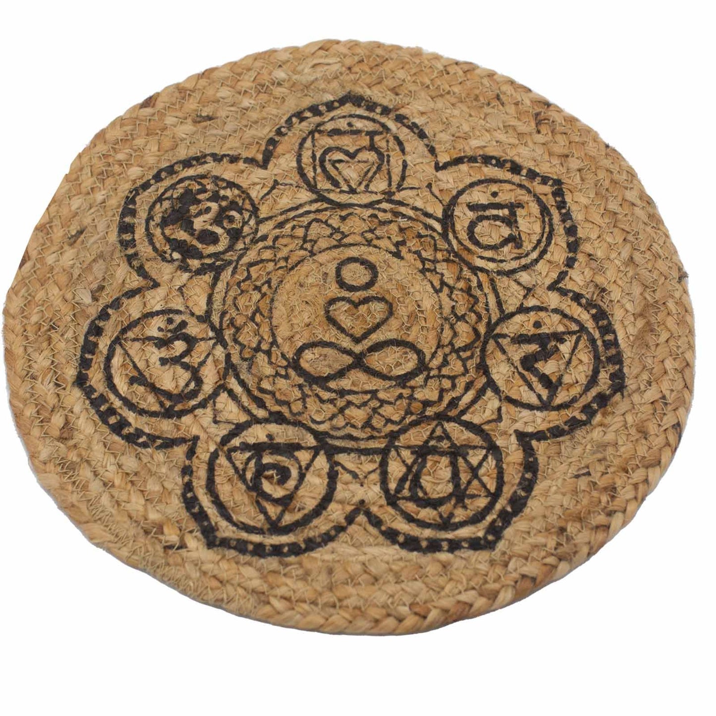 Natürliche Tischunterlage Jute 30cm Chakra Druck