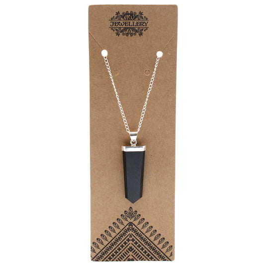 Edelstein Flacher Bleistift Anhänger - Schwarzer Achat
